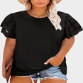 thumbnail image 4 of CHOK Hauts Grande Taille pour Femmes à Volants Manches Courtes Col Rond Été Décontracté T-Shirts Blouse (1X-5X), 4 of 5