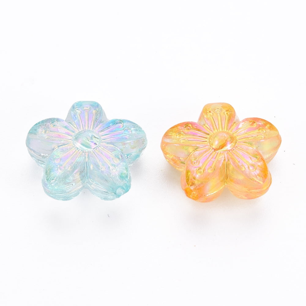 500gs Transparent Acrylic Beads AB color Flower Mixed color 14.5x15.5x7mm Hole: 1.8mm about 657pcs/500g