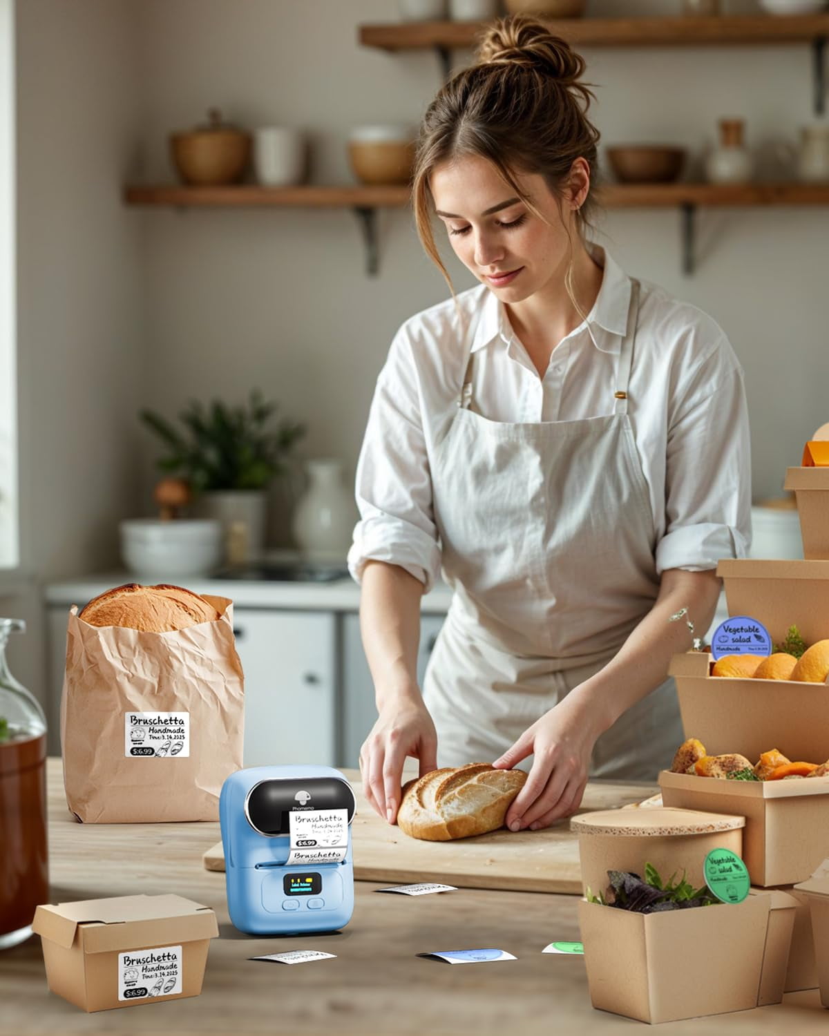 Barcode Label Printer - M110 Maker Portable Machine For Small Business  Address Logo Clothing Jerwery Thermal Compatible With Phones & Pc Blue