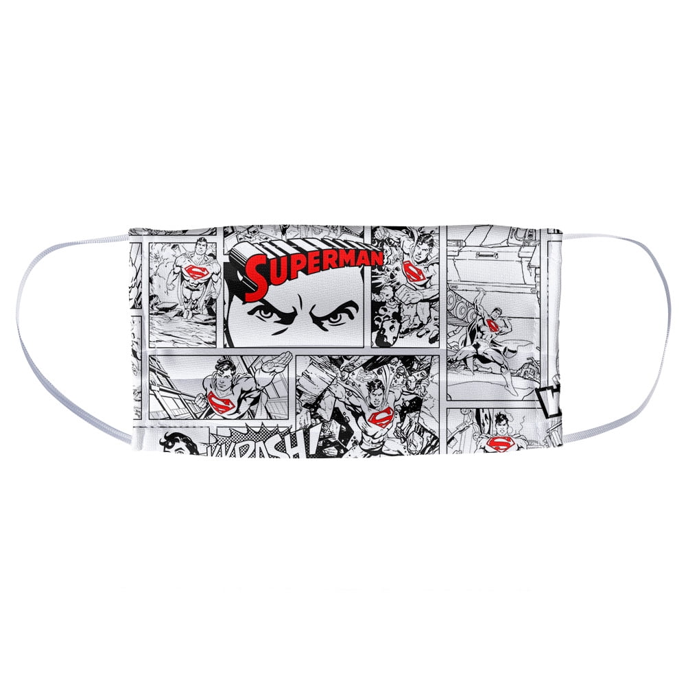 Superman Comic Panels Pattern 1-Ply Reusable Face Mask Covering, Unisex