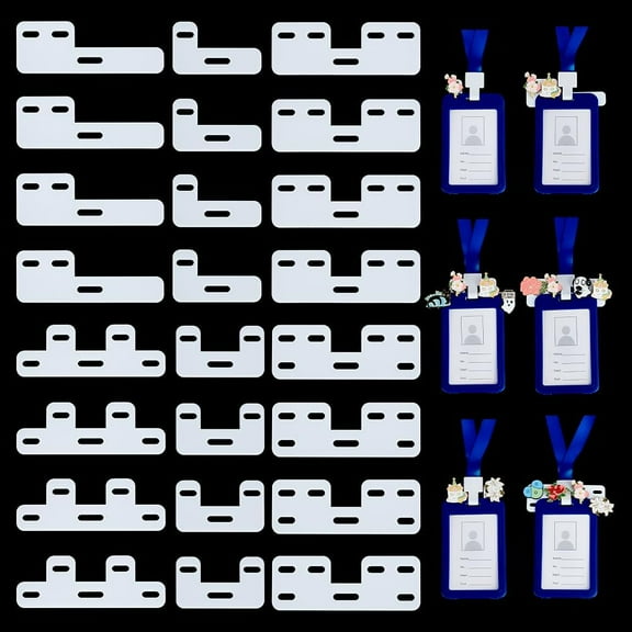 24 Pcs Topper Adapter for Badge Buddy 6 Styles White Acrylic Id Badge Topper Badge Pin Holder for Nurse Doctor Student Staff by Specialist ID fit Vertical Horizontal Badge Holder Acrylic