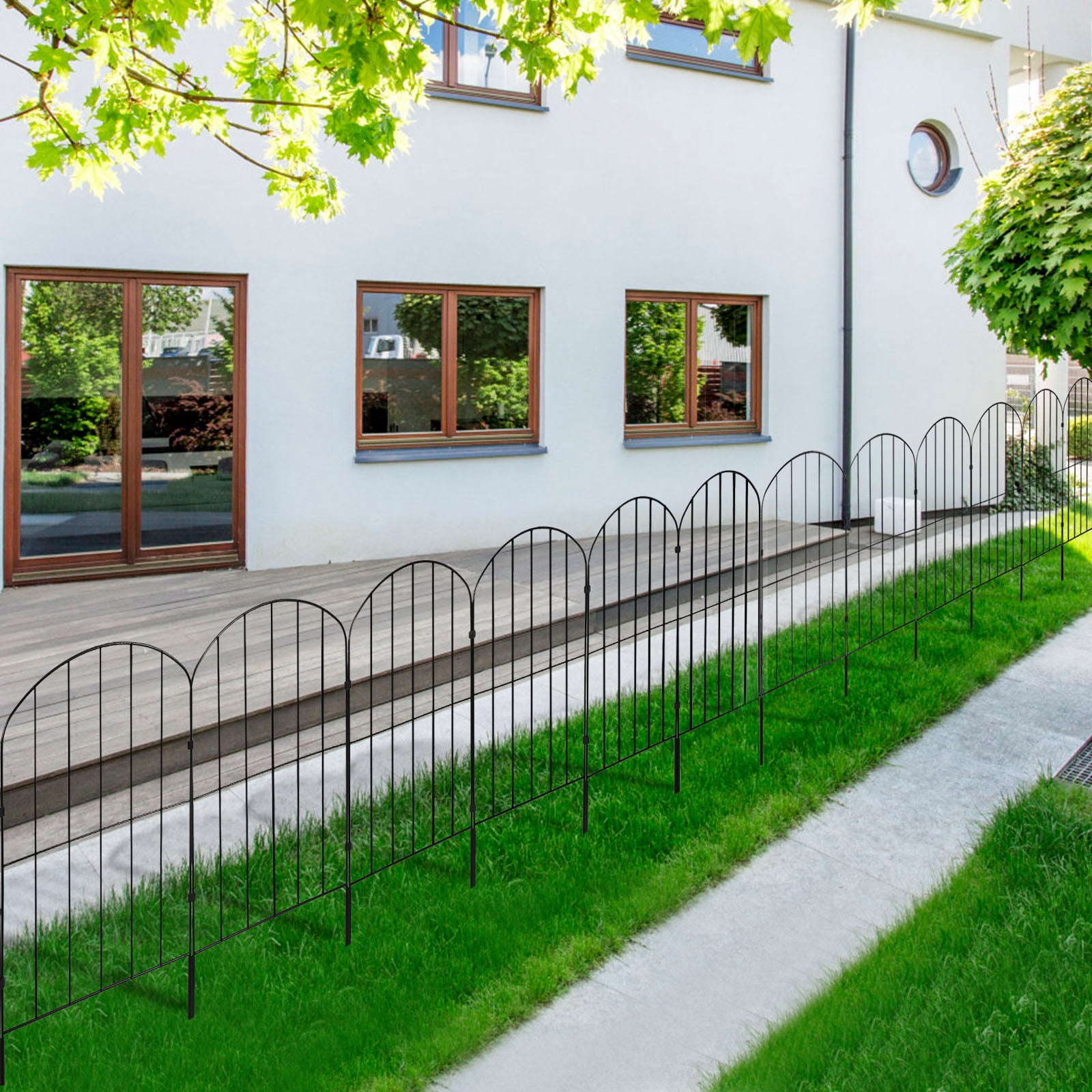 24" (H) x 27FT (L) Metal Decorative Garden Fence Outdoor Patio Barrier Arched