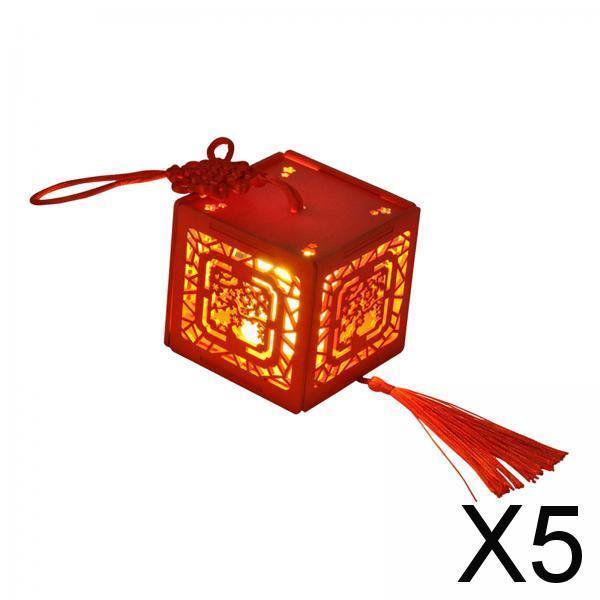 5X Lámpara De Linterna China De Madera Caja De Lámpara De Ventana para Decoración De Casa De Muñecas Estilo A 5 piezas