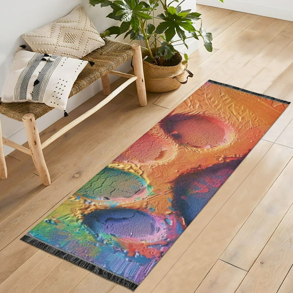 Colorful Dog Paw Print Runner Rug Machine Washable Area Rugs Carpet Non Slip Entryway Mat for Bedroom Entryway Front Door