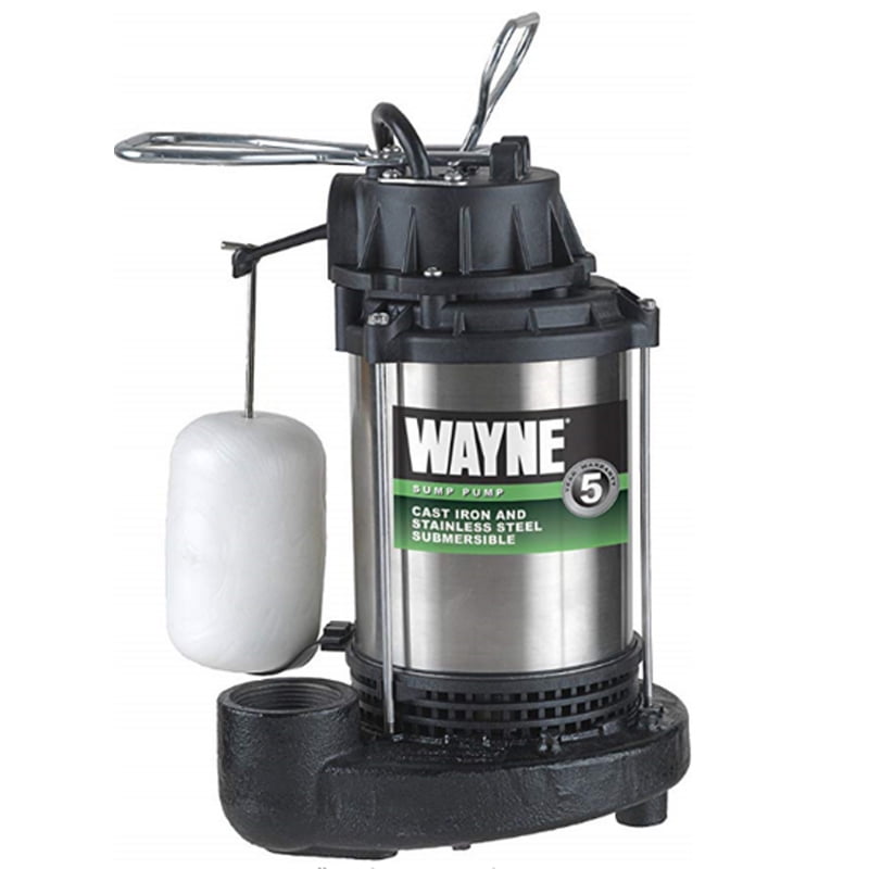 Wayne 1/2 hp 5100 gph Stainless Steel Vertical Float Switch Top AC Submersible Sump Pump Case