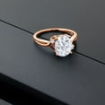 thumbnail image 4 of Gem Stone King 18K Rose Gold Plated Silver White Moissanite 3 Stone Ring for Women (3.03 Cttw, Oval 10X8MM, Gemstone Birthstone, Size 7), 4 of 4