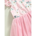 thumbnail image 4 of Kmbangi Robe Patchwork en Tulle à Imprimé Floral, Manches Volantées, Col Ras du Cou, Coupe Trapèze, pour Bébé, Enfants, Filles, Été, 1-5 Ans, 4 of 7