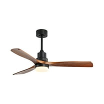 Sofucor 52 Inch Brown Black Modern Outdoor Indoor Farmhouse 3-Blade Ceiling Fan with Lights and Remote