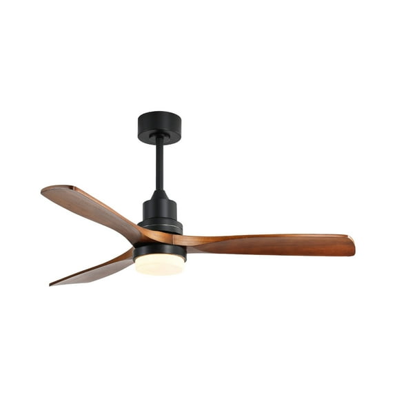 Sofucor 52 Inch Brown Black Modern Outdoor Indoor Farmhouse 3-Blade Ceiling Fan with Lights and Remote