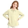 thumbnail image 5 of Girls Long Sleeve Collar Pique Polo Shirts Kids School Uniform Daily Tops Purple 160, 5 of 7