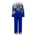 thumbnail image 4 of asdoklhq Plus Size Pajamas for Women Set Ladies' Fashion Christmas Print Casual Round Neck Long Sleeve Top Pants Pajama Set Blue 2X, 4 of 6