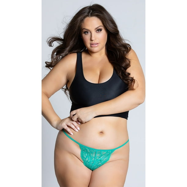 Yandy Plus Size Lace Thong With Keyhole Opening, Plus Lace -