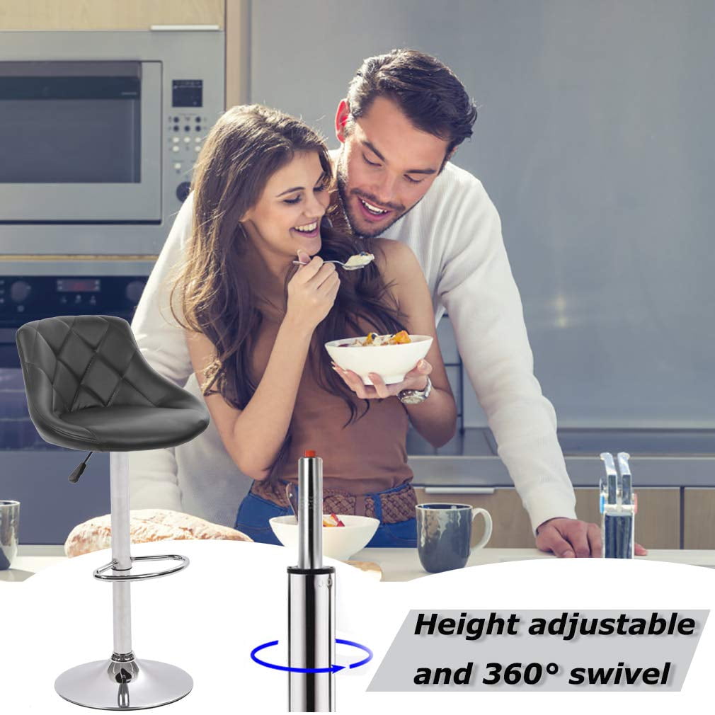 FDW Bar Stool with Adjustable Height, Black, Set of 2