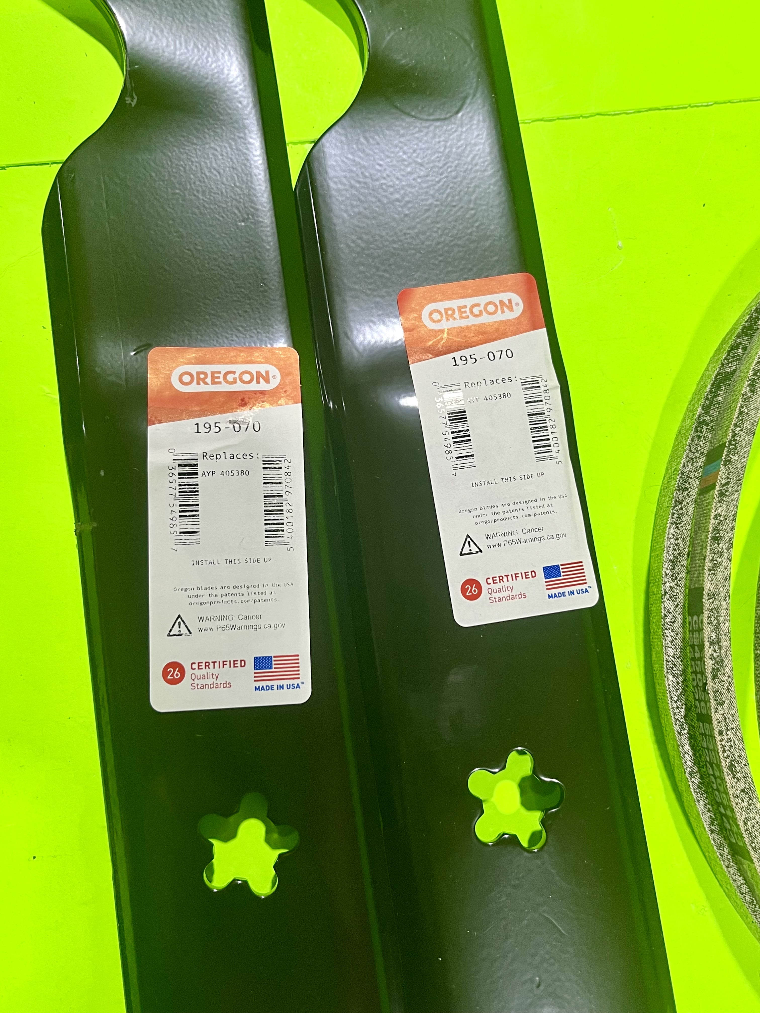 Husqvarna 46" 2 Blade Mower Deck Blade & Belt Kit 532405143 532405380