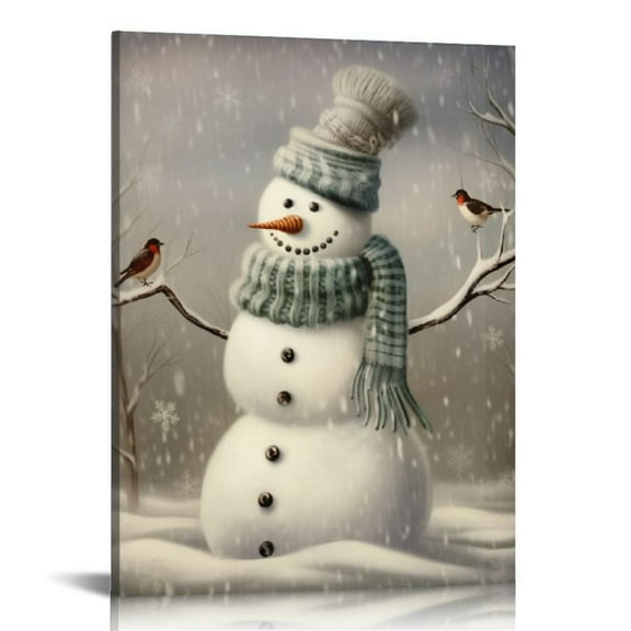 Nawypu  Snowman Christmas Time Canvas Wall Art Posters Gifts Bedroom Painting Home Decor Hanging Pictures