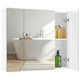 thumbnail image 3 of Bathroom Mirror Cabinet with 3 Doors, Wall Mounted Medicine Cabinet with Adjustable Shelf, Storage Cupboard for Living Room, Laundry Room, Mudroom, White, 3 of 9