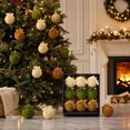 thumbnail image 3 of 12Pcs Flocked Bow Christmas Ball Ornaments 2.36 in Multicolor Shatterproof Hanging Tree Bulbs Set for home Party Decor, 3 of 7