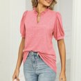 thumbnail image 3 of Camiseta con cuello en V para mujer, camiseta con cuello en V y ribete de volantes para mujer, conjuntos de verano de primera calidad, 3 of 6