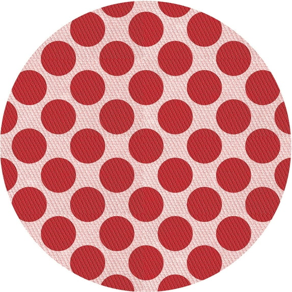 Ahgly Company Machine Washable Indoor Round Transitional Pastel Pink Area Rugs, 6' Round