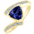 thumbnail image 2 of AFFY Simulated Blue Tanzanite & White Natural Diamond Bypass Engagement Ring In 14k Yellow Gold (1.55 cttw)With Ring Size:-6.5, 2 of 2
