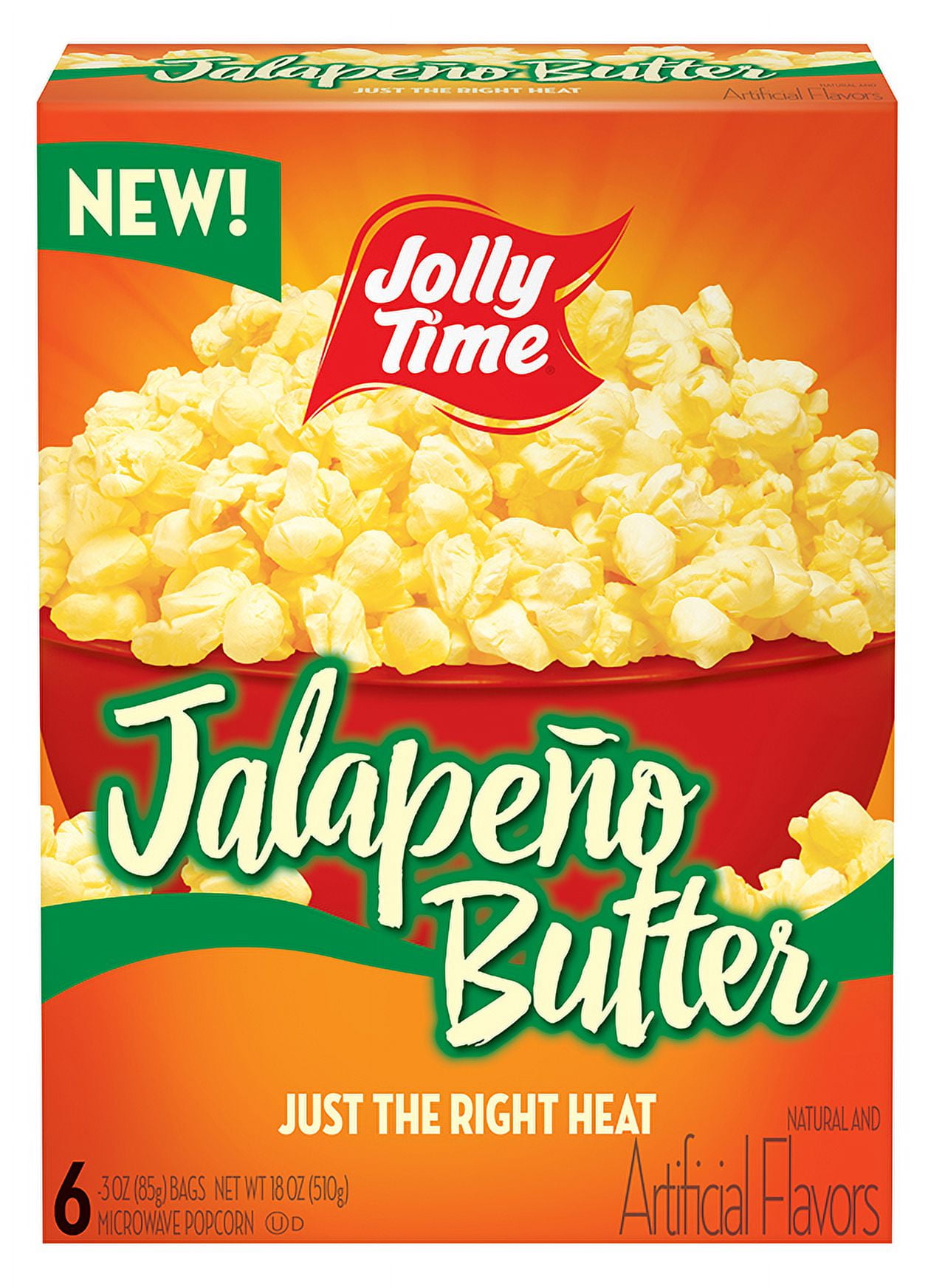 (3 pack) JOLLY TIME Jalapeño Butter Microwave Popcorn, 3oz 6ct Gluten-free
