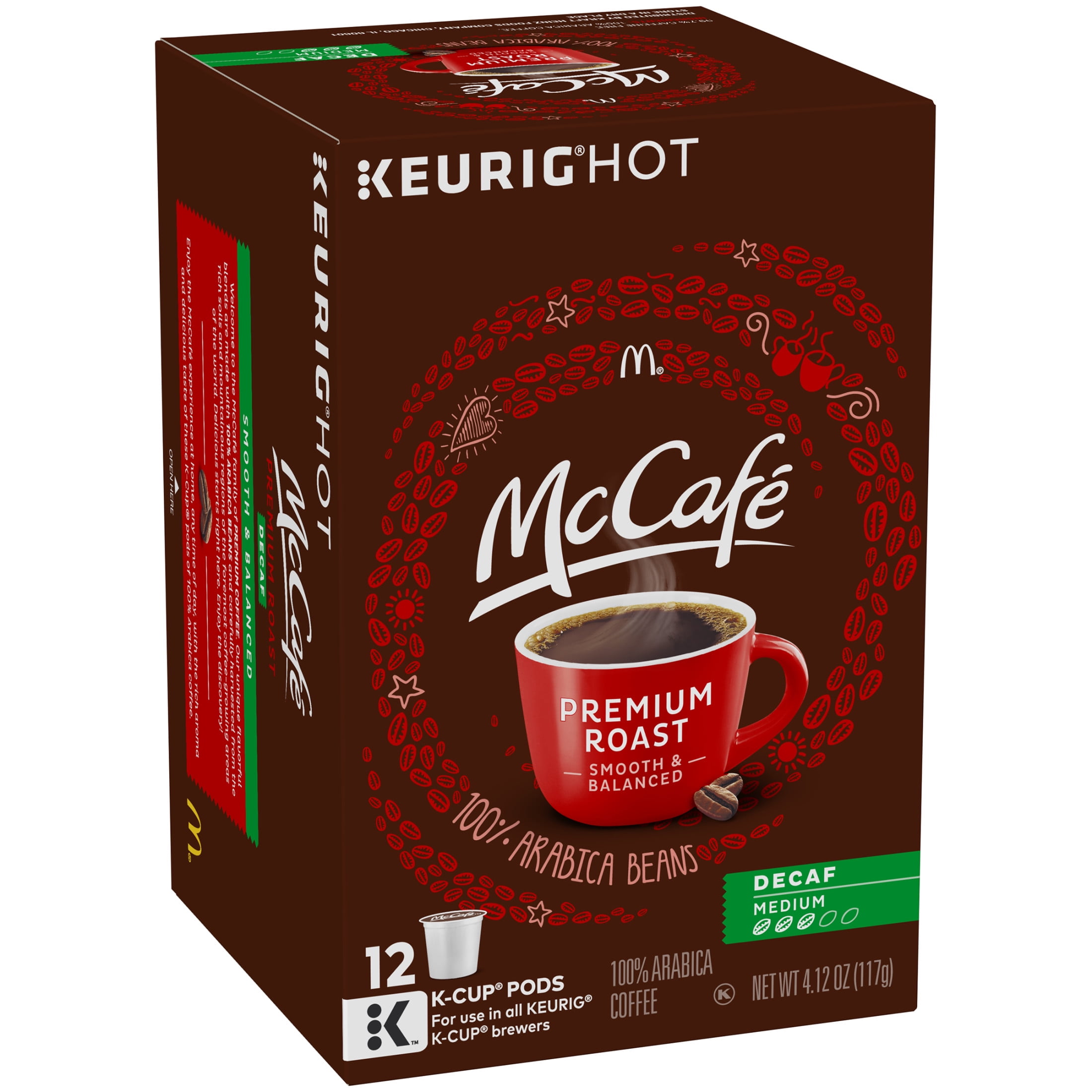 McCafe Premium Roast Decaf Coffee K-Cup Pods, Decaffeinated, 12 ct - 4.12 oz Box