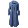 thumbnail image 2 of Quealent Casual Summer Dress Dresses Fashion Summer V Neck 3/4 Sleeve Loose Long Maxi Pleated Dress Cowboy Tie Midi Denim Women Dress Light Blue 2XL, 2 of 5