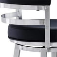 thumbnail image 6 of Madrid 26" Counter Height Swivel Black Faux Leather and Brushed Stainless Steel Bar Stool, 6 of 10