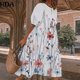 thumbnail image 1 of Puntoco Vestido De Verano Con Cuello Redondo Y Manga Corta Con Estampado Floral Para Mujer, Color Rosa Xxl,Regalos Para Mujer Joven, 1 of 6