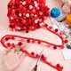 thumbnail image 3 of 6,5 yardas de flecos de poliéster rojo con borlas para manualidades, costura y decoración de fiestas., 3 of 9