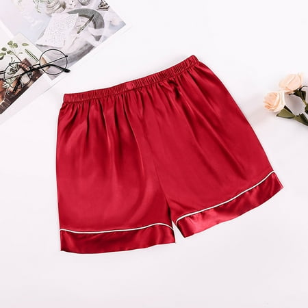 

Lingerie Women s Casual Solid Color Shorts Thin Loose Ice Silk Pajamas