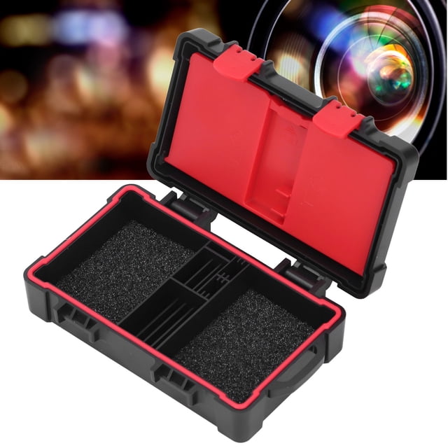 Camera Battery Memory Card Case, Water Resistant Large Capacity Dust Proof ABS TPE Battery Memory Card Carrying Case for 6 Small Memory Cards