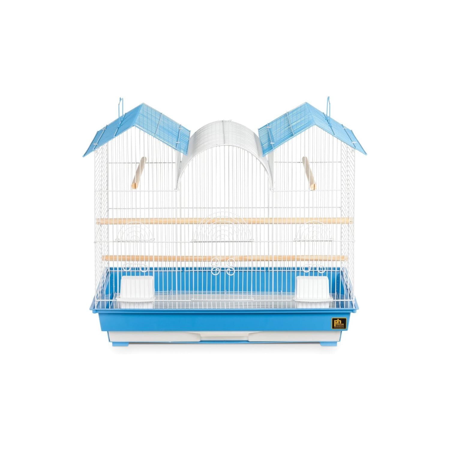 HomeStock Renaissance Rhapsody Triple Roof Bird Cage with Elegant Multi-Tiered Design, Durable Construction, Spacious Interior-Color:Blue