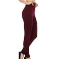 thumbnail image 3 of Sakkas Warm Soft Fleece Lined High Waist Leggings - Burgundy - Plus Size, 3 of 6