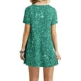 thumbnail image 3 of ZZwxWA Sparkly Glitter Dress, Sequin Summer Dress Short Flowy Tiered Tunic Dress for Women Party Club Night Short Sleeve Round Neck Sundress, 3 of 6