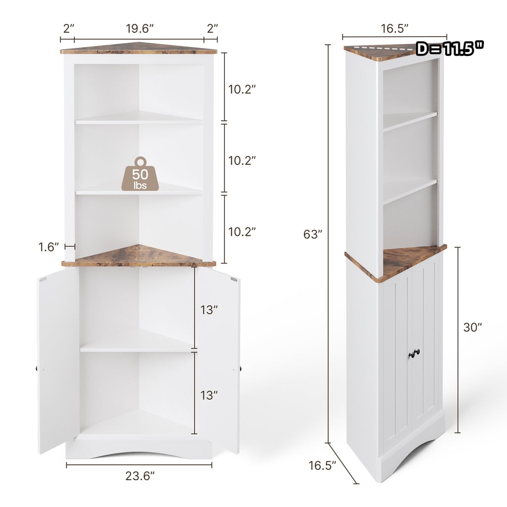 Aiho 33" Bathroom Storage Cabinet, Bathroom Floor Cabinet with 4 Drawer & 2 Shelves, Wooden Freestanding Cupboard for Bathroom - White