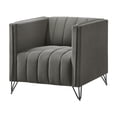 thumbnail image 6 of Home Design Kurtis Square Arm Chair with Tufted Velvet Upholstery and Gold Metal Legs, Flared Arms, Modern Living Room Seating, Gray, 6 of 7