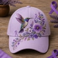 thumbnail image 2 of Under$8 Sun Hat Women Breast Cancer Awareness Baseball Cap Embroidered Hummingbird & Colorful Wildflower Print Hat Ribbon Design Support Headwear for Daily Outdoor Gsakboxl, 2 of 4