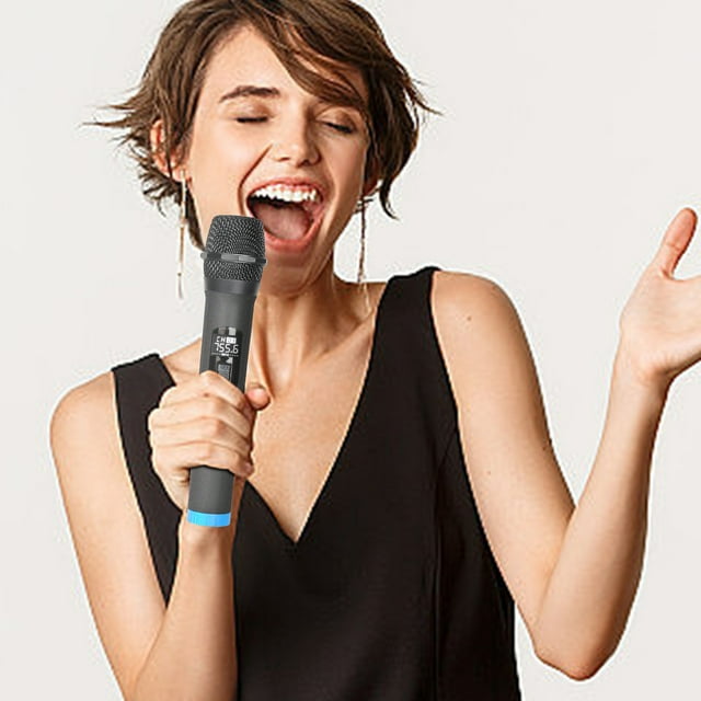 LSLJS Microphone Sans Fil à Affichage Numérique LED Karaoké Maison Activités Extérieures Audio TV Chant KTV Réunion Performance Hôte Microphone Longue Durée de Vie de la Batterie, Microphone Sans Fil