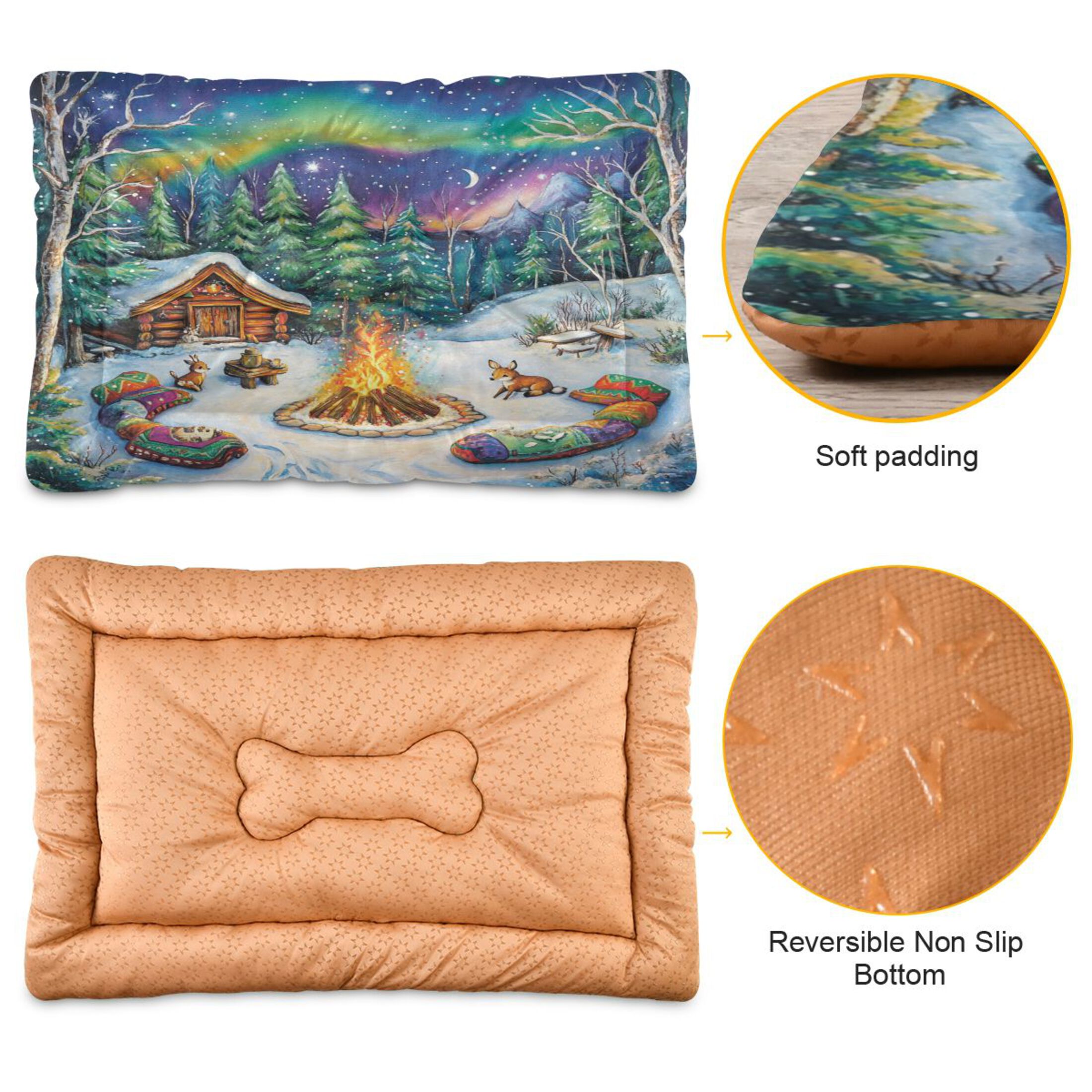 Qxltty Forest Aurora Night View Ped Pad Wear-resistant and Hard to Bite Through Sleeping Pad for Small Medium Large Dogs Winter Pet Bed 36×24in