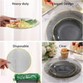 thumbnail image 2 of 150 Pcs Black and Gold Plates Disposable for Party - Elegant Black Plastic Plates Fancy Disposable Dinnerware for Birthday Party New Year (25 Guests), 2 of 7