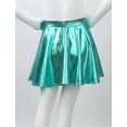 thumbnail image 5 of Zaldita Kids Girls Shiny Metallic Flared Mini Skater Skirt High Waist A-Line Pleated Skirt Lake Green 10, 5 of 7