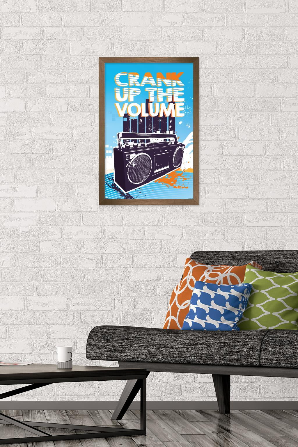 Music - Crank Up the Volume Wall Poster, 14.725" x 22.375", Framed