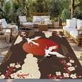 thumbnail image 2 of Japanese Style Outdoor Rug for Patio/Deck/Porch, Non-Slip Large Area Rug 5 x 8 Ft, Modern Cranes Cherry Flower Wave Brown Indoor Outdoor Rugs Washable Area Rugs, Reversible Camping Rug Carpet Runner, 2 of 8
