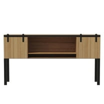 Mirella 72" Hutch with Sliding Wood Doors in Sand Dune