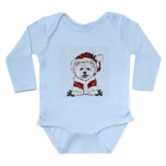 CafePress - Santas Westie Helper Body Suit - Long Sleeve Cotton Baby Bodysuit