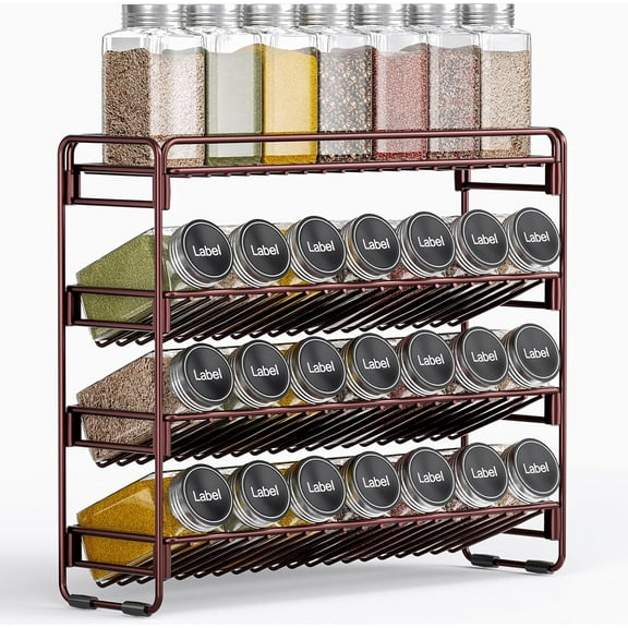 4 Tier Spice Rack Organizer for Cabinet, Detachable Spice Rack for Countertop, Freestanding Spice Organization for Cabinet, Seasoning Organizer for Kitchen Pantry (13.4" Wx11.2 H, No Jars)