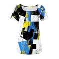 thumbnail image 6 of Xihbxyly Dress Shirts for Women, Women's Short Sleeve Tunic Shirt Pleated Mesh Blouses Summer Floral Tops Square Collar Loose Pleated Blouse Tunic Tops to Wear with Leggings #1, 6 of 6
