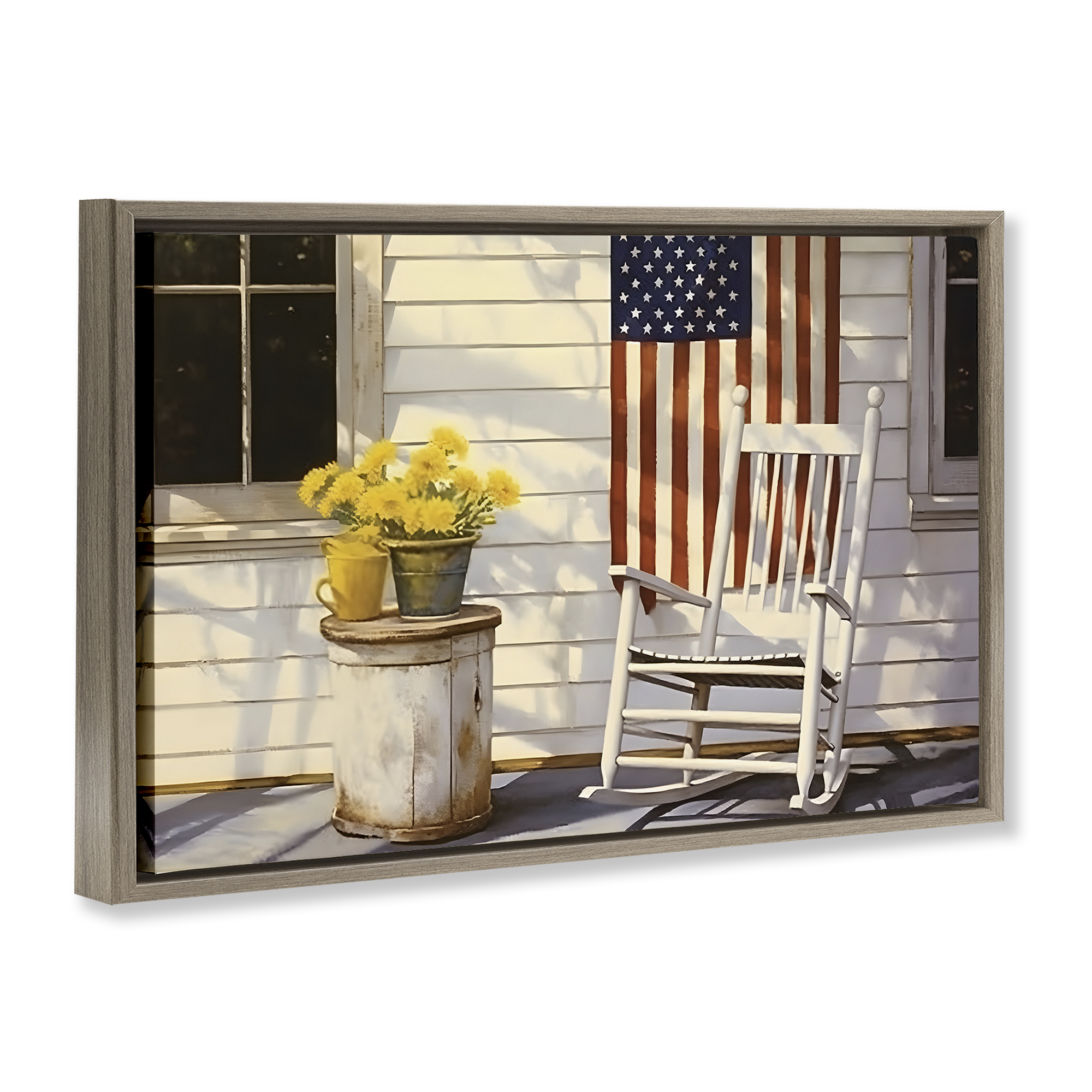 Stupell Industries Americana Deco Scene Travel & Places Painting Brown Floater Framed Canvas Art Print Wall Art, 25 x 17