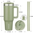 thumbnail image 3 of WWS-40 oz Insulated Tumbler with Lid and Straw Stainless Steel Tumblers Cup with Handle for Women and Men,Sage, 3 of 4